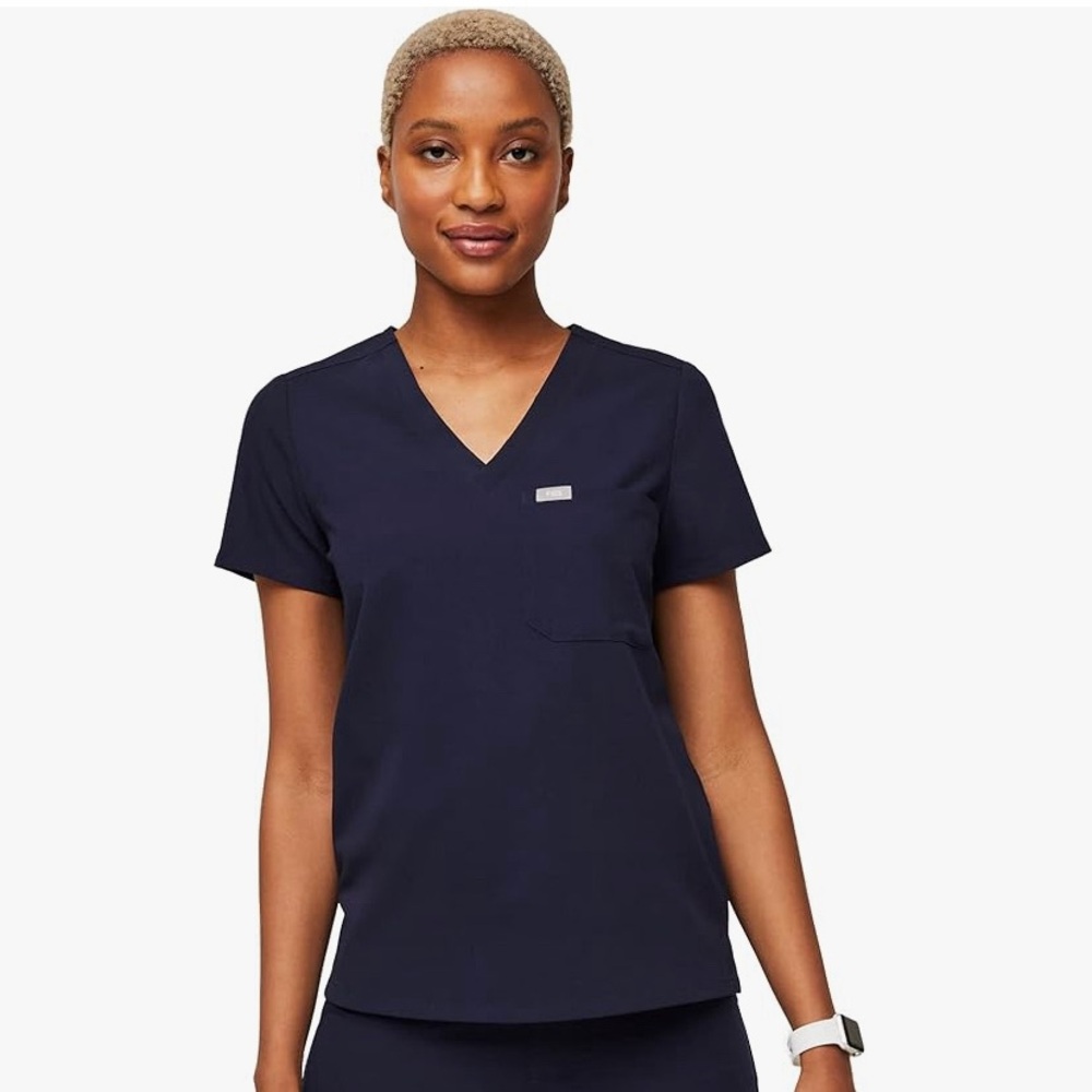 Figs XS Navy Catarina One-Pocket Scrub Top